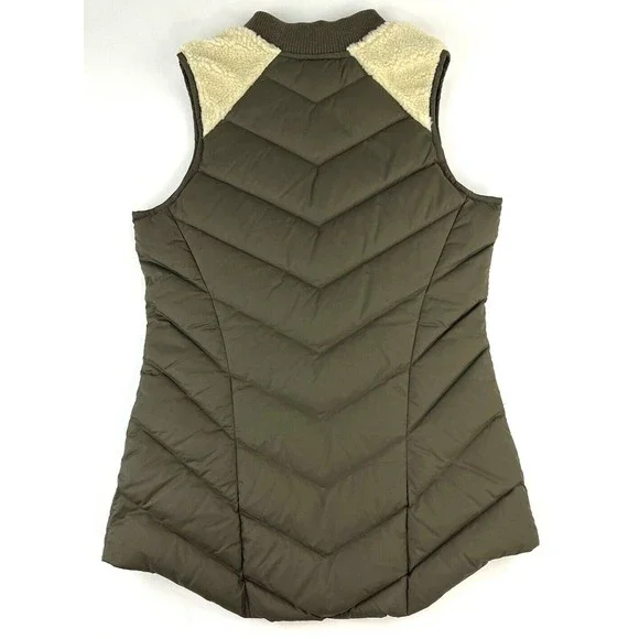 Athleta Responsible Down Tundra Vest Sherpa Full Zip Vest Brown Cream Womens XS - Picture 3 of 7